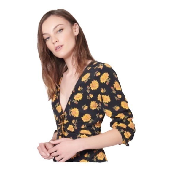 Veronica Beard Tops - VERONICA BEARD Floral Silk Blouse Black Yellow NWT 8